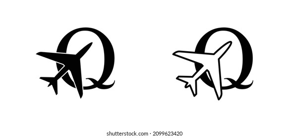 letter Q plane vector template airplane logo airlines company travel agency logo 