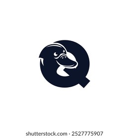 Buchstabe Q Platypus Logo-Ikone, Vektor.