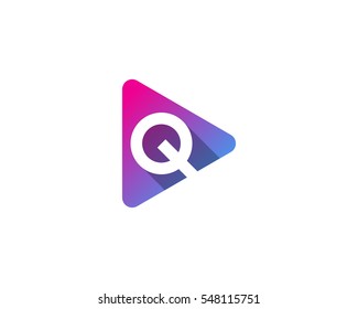 Letter Q Play Media Logo Design Element