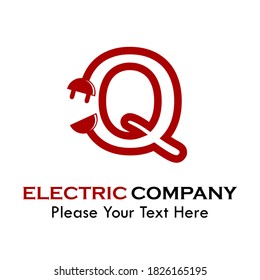 letter q with plug symbol logo template illustration. suitable for electric, thunder, computer, lightning brand, mark etc