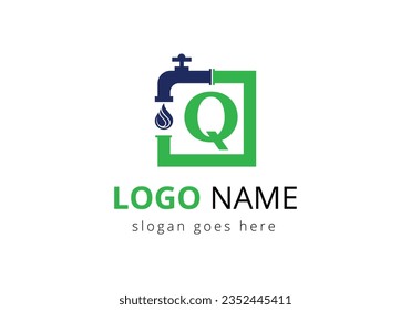 Letter Q Plumber Logo Design.
Plumber and Water drop Logo design template