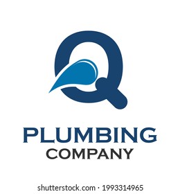 Letter q plumbing with water logo template illustration