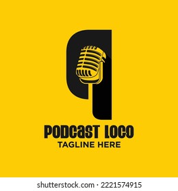 Letter Q Podcast Logo Design Template Inspiration, Vector Illustration.