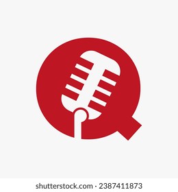 Letter Q Podcast Logo. Music Symbol Vector Template