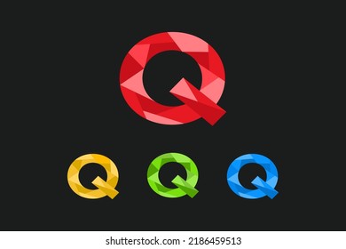 Letter Q Polygonal Logo Vector Illustration. low poly, geometric design