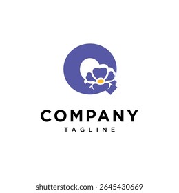 Letter Q Primrose Flower Logo Icon Vector