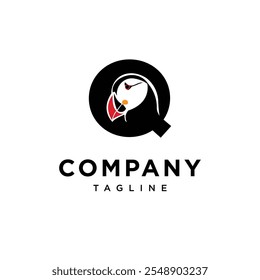Letra Q Puffin Ícone de logotipo vetor