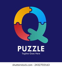 Letter q with puzzle design logo template illustration