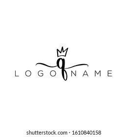 Letter Q queen handwriting logo with luxury elegent modern style perfect for , beauty , wedding photography , spa , makeup logos