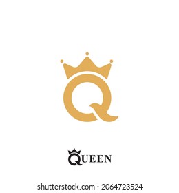 diseño del logotipo de la reina de la letra Q, logotipo del icono