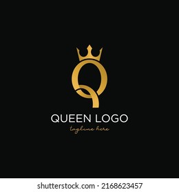 Logo de la carta Q Queen. Diseñar plantilla vectorial.