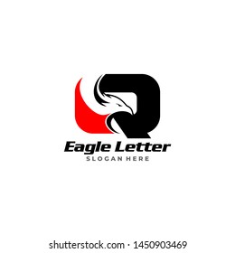 letter Q R eagle head red and black logo.