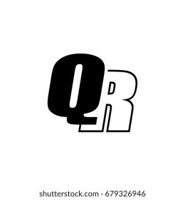 letter Q and R logo overlapping black negative