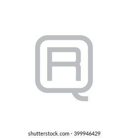letter Q and R monogram square shape logo gray