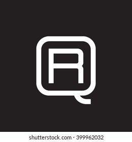 letter Q and R monogram square shape logo white black background