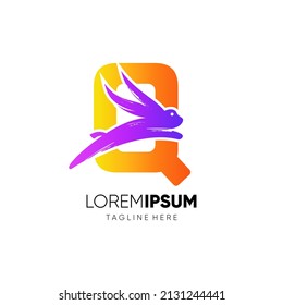 Letter Q Rabbit Logo Design Vector Icon Graphic Illustration
