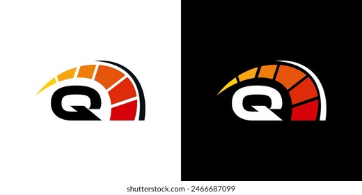 Letter Q racing logo, with logo speedometer for racing, workshop, automotive