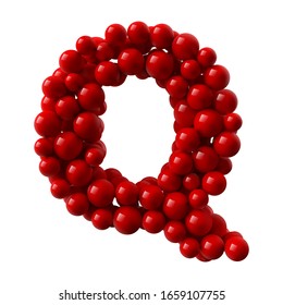 letter Q with red colored shiny balls. realistic vector illustration. suitable for typewriting, alphabet or letter usage.