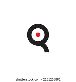 letra Q punto rojo, círculo simple símbolo vector