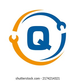 Letter Q Repair Logo.  Home Services Tool, Car Repair Logo Template For Business, Company and Construction Industry