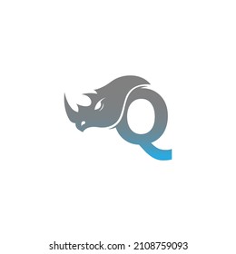 Letter Q with rhino head icon logo template vector