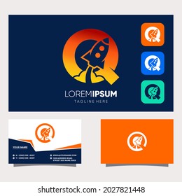 Initial-Logo-Design-Vektorgrafik-Illustration von Letter Q Rocket