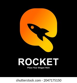 Letter Q with rocket logo vector template. Suitable for app icon, technology, education, corporate identity, initial and labels.