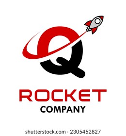 Letter q with rocket logo vector design illustration. Suitable for app icon, technology, education, corporate identity.