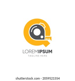 Letra Q medidor de rollo o medidor de diseño de logotipo de cinta Icono gráfico Emblema plantilla de fondo de ilustración