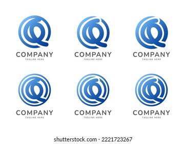 Letra Q logotipo en monograma redondeado