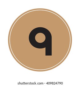 letter q rounded shape icon logo brown