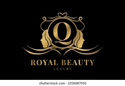 letter Q royal beauty crest logo design element