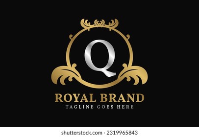 letter Q royal brand luxurious circle frame initial vector logo design