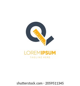 Letter Q Ruler Logo Design Vector Graphic Icon Emblem Illustration Background Template