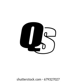 letter Q and S logo overlapping black negative