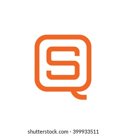 letter Q and S monogram square shape logo orange