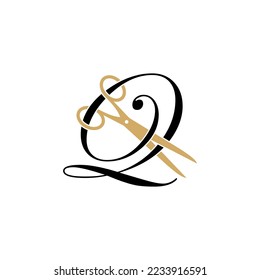 Letter Q with scissor logo Vector 001