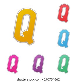 Letter Q, set of colour variants, on a white background. Vector