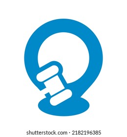 letra Punto de forma Q con el logotipo de la ley martillo para la plantilla de diseño del logotipo del vector estándar