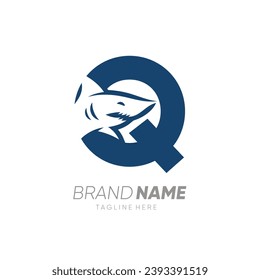 Letter Q Shark Logo Design Vector Icon Graphic Emblem Illustration