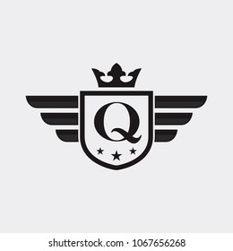 Letter Q Shield Wing logo vector