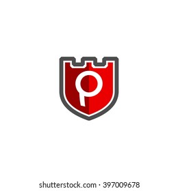  Letter Q in shield/crest logo icon. Alphabet logotype vector design template.