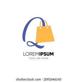 Letter Q Shopping Bag Logo Design Vector Icon Graphic Emblem Illustration