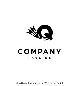 Letter Q Shuttlecock Badminton Logo icon vector template.eps