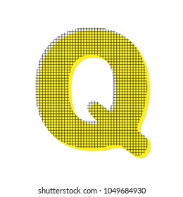 Letter Q sign design template element. Vector. Yellow icon with square pattern duplicate at white background. Isolated.