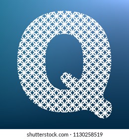 Letter Q sign design template element. Vector. White textured icon at lapis lazuli gradient background.