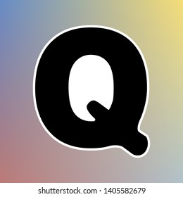 Letter Q sign design template element. Black icon in white shell at pastel color background. Illustration.