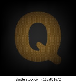 Letter Q sign design template element. Icon as grid of small orange light bulb in darkness. Illustration.