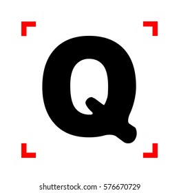 Letter Q sign design template element. Black icon in focus corne