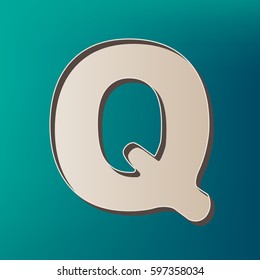 Letter Q sign design template element. Vector. Icon printed at 3d on sea color background.